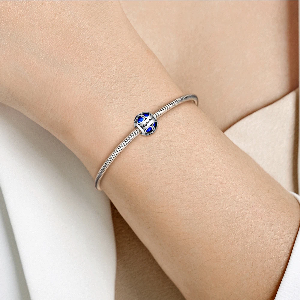 Pandora – perles rondes en forme de cœur pour femmes, breloques en pierre de naissance, adaptées à la fabrication de bracelets ou de colliers de personnalité, cadeau d'anniversaire
