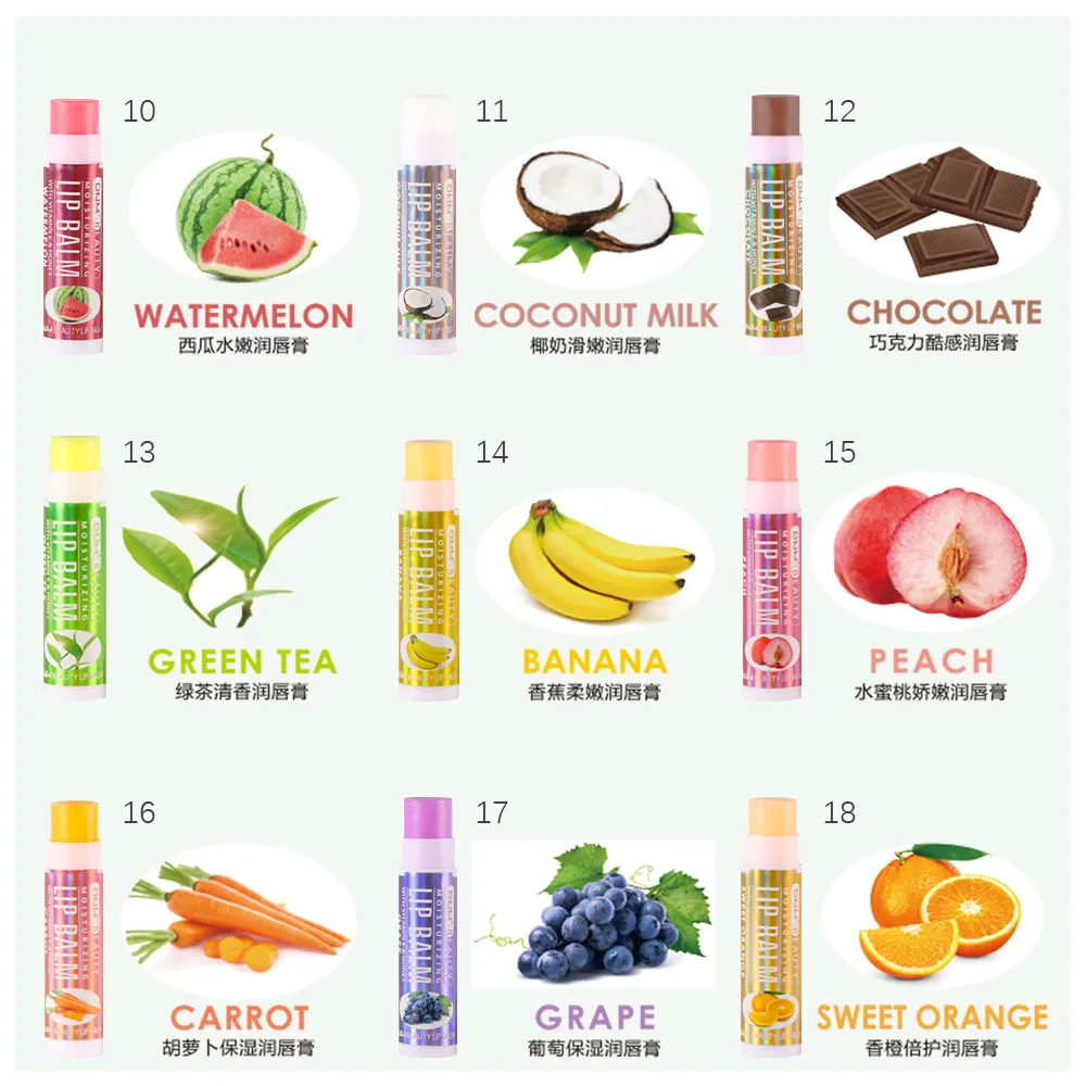 Увлажняющий бальзам для губ 18 цветов Уход за губами питает губы уменьшает линии