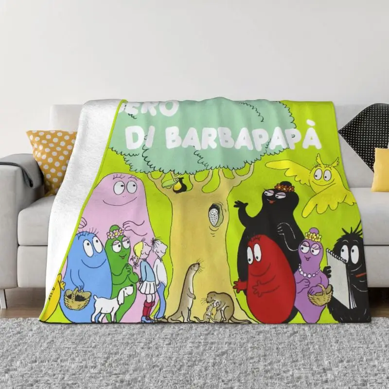 

Les Barbapapa Cartoon 3D Print Blankets Comfortable Soft Flannel Summer TV Series Throw Blanket for Sofa Home Bedding