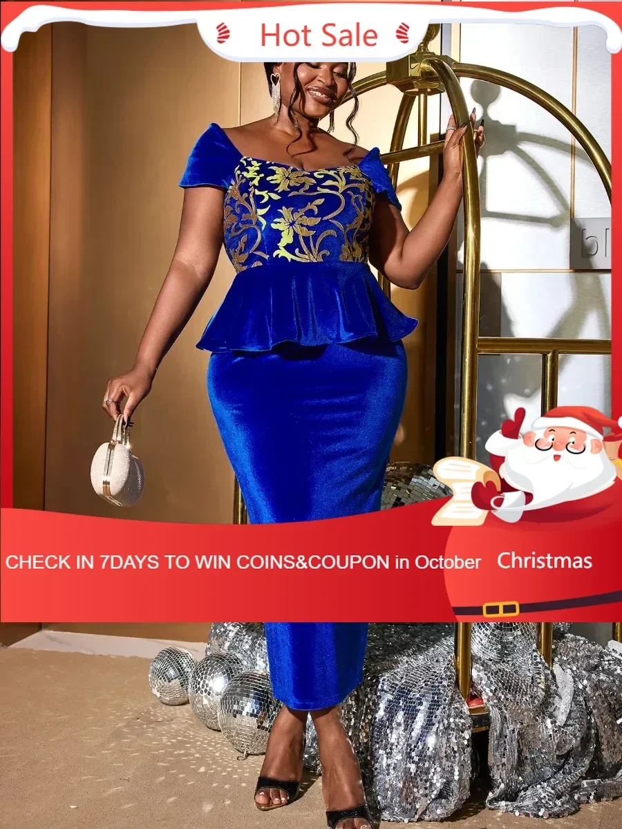 Женское винтажное синее бархатное длинное вечернее платье с открытыми плечами и