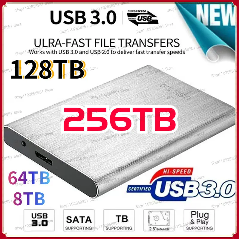 

256TB Portable SSD USB 3.0 HDD 8TB 2TB High-speed External Hard Drive Mass Storage Mobile Hard Disks For Desktop/Laptop/ps4-5