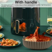 heat resistant air fryer pot liner silicone pot with handle reusable liners microwave tray vegetables chicken beef baskets