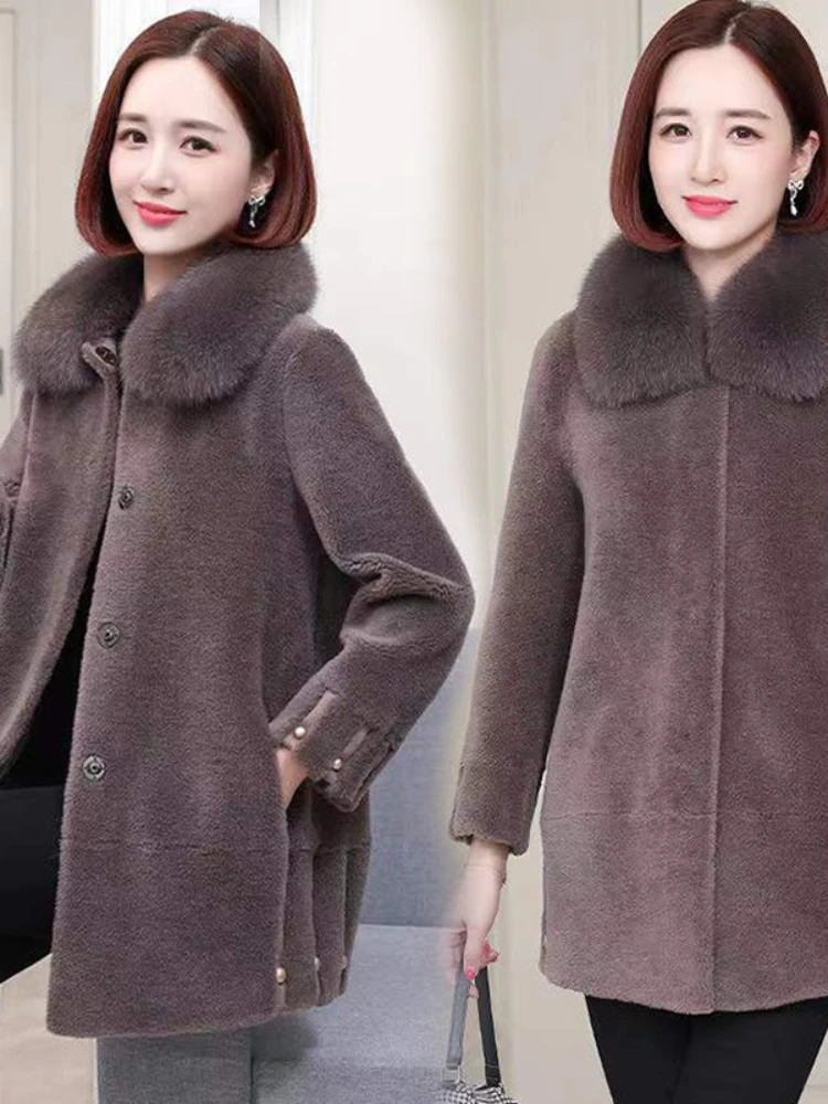 Women's Sheep Shearling Coats for Women 2023 Winter Clothing Hooded Solid Real Fur Coat Female Wool Jackets Casaco Feminino E618