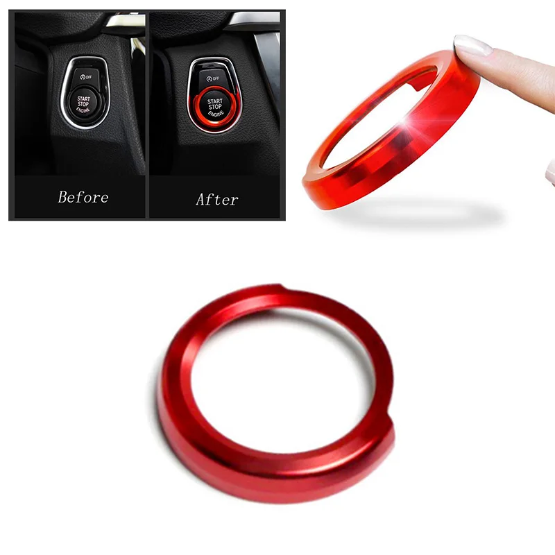 

Red Button Cover Trim Ring Start Vehicle Keyless Console For BMW 1 2 3