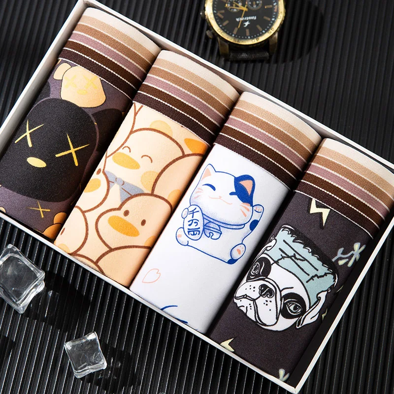 3/4/5PCS LOT Men Underwear Boxer Shorts Panties Solid Shorts Brand Underpants Men Breathable Mid Waist Shorts Men Boxer