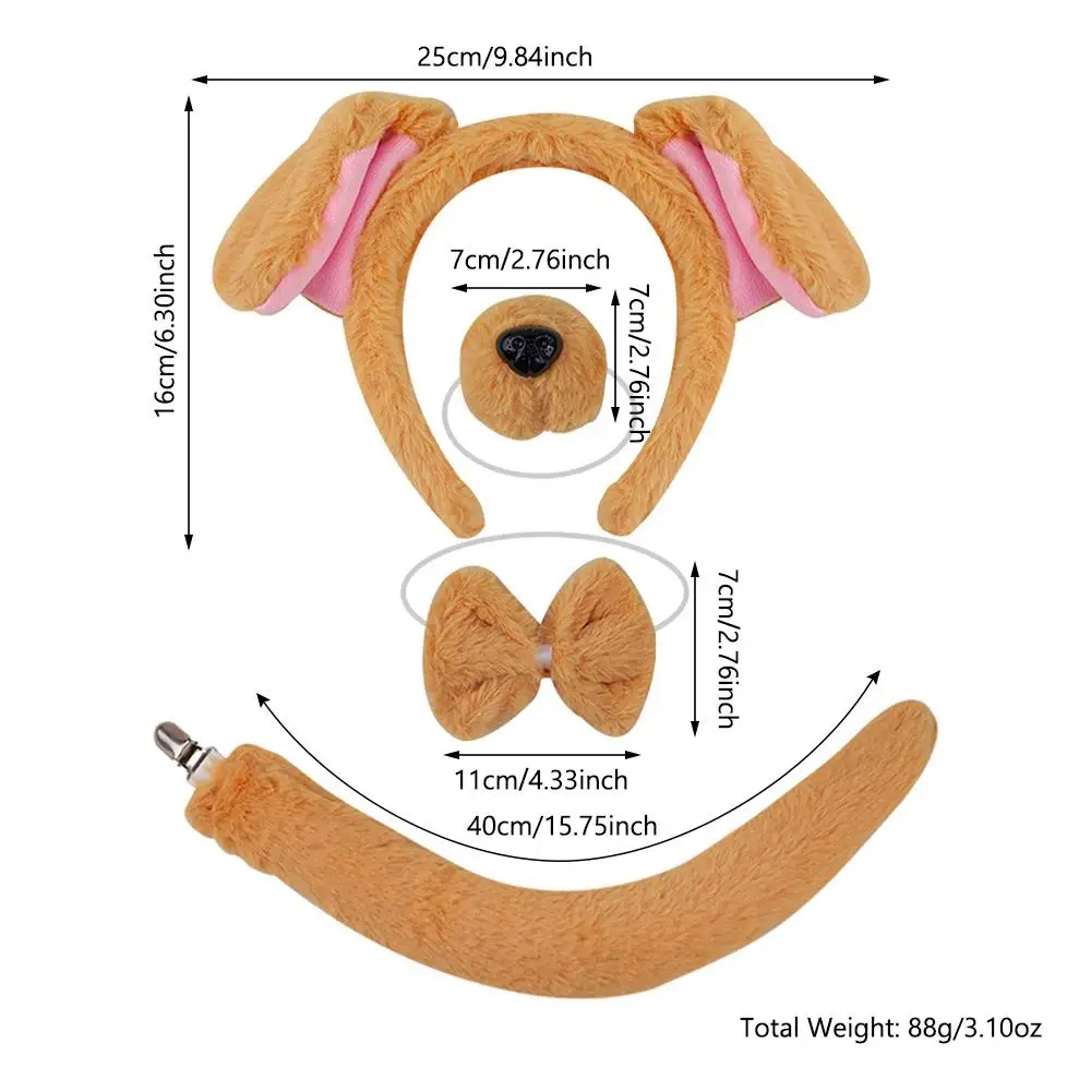 Забавный комплект с ушками и хвостом животных на Хэллоуин праздничная