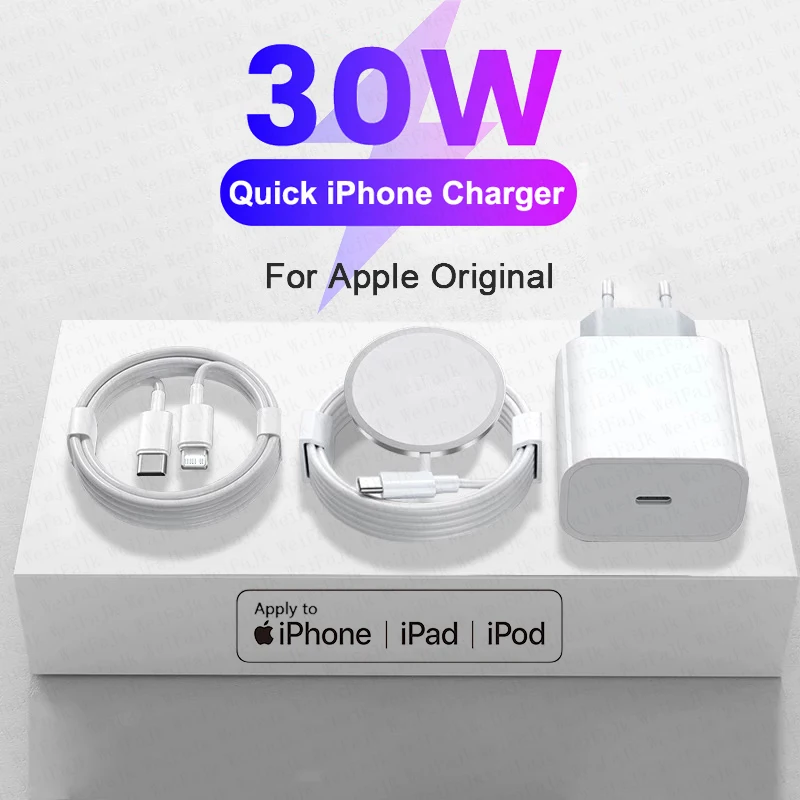 

For APPLE Original PD 30W USB C Fast Charger For iPhone 12 11 14 13 Pro Max Mini X XS XR 8Plus AirPods Magsafe Wireless Chargers