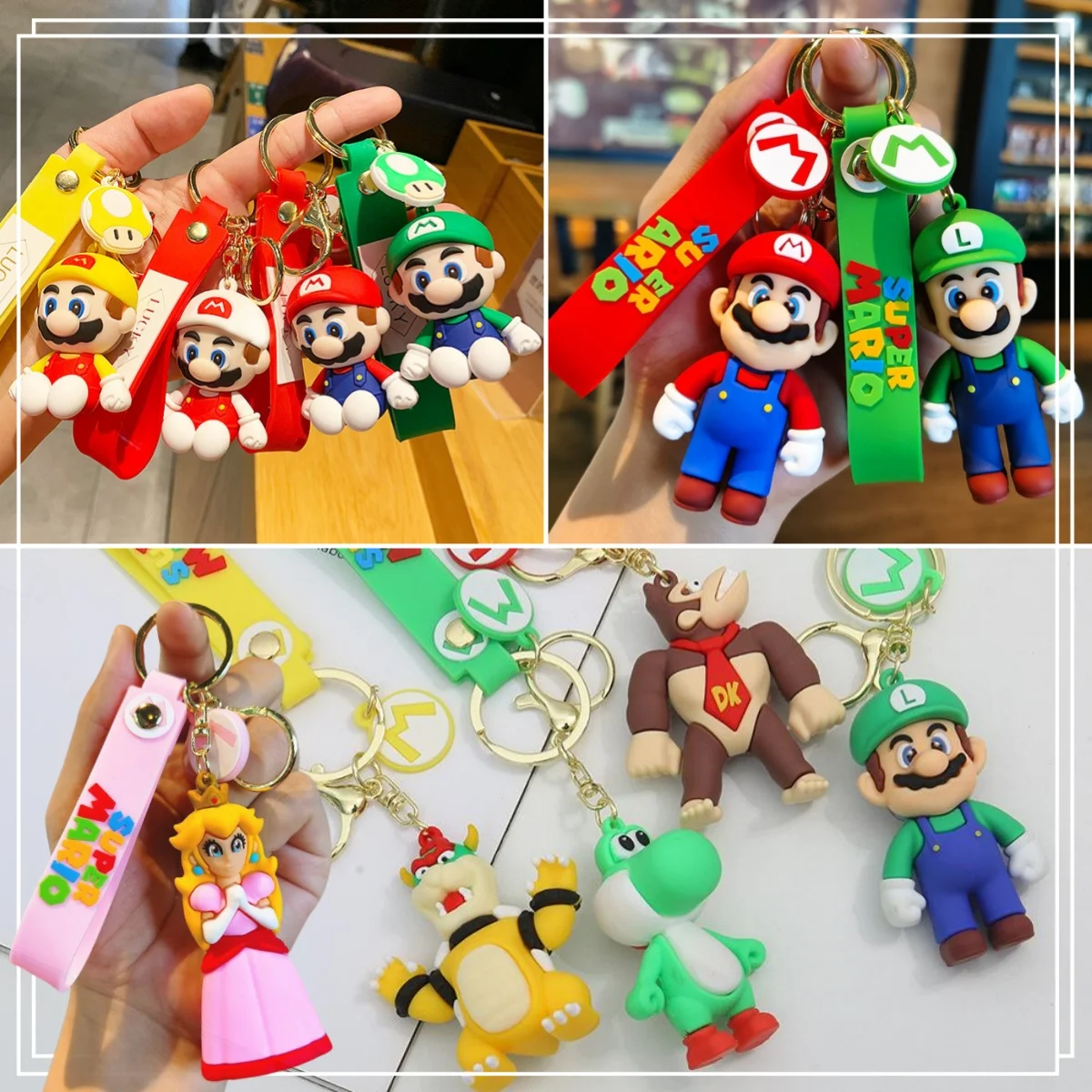 Набор Ключей Super Mario Bros-luigi Toad Yoshi Bowser Подвески Для Школьной Сумки Унисекс