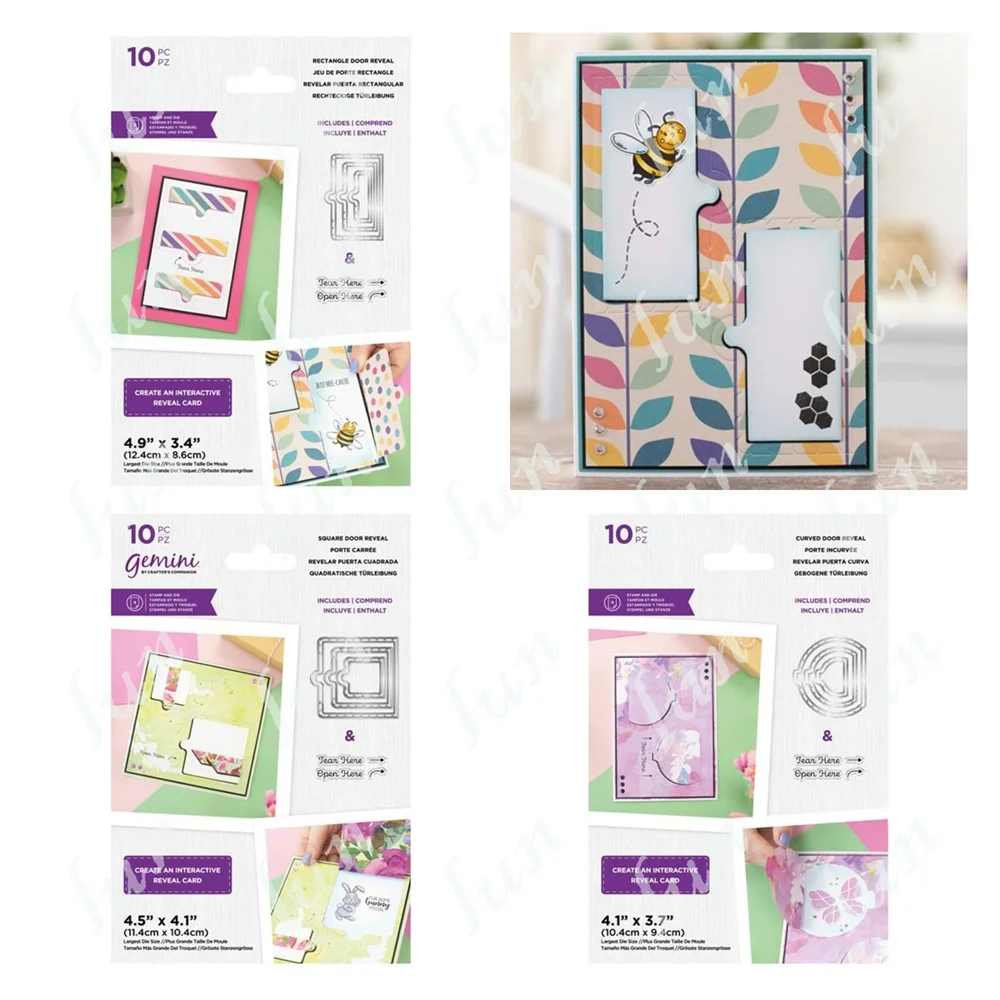 

2022 New Arrival Geometric Door Reveal Clear Stamps and Cutting Dies Scrapbooking Decoration Supplies Craft Making Greeting Card