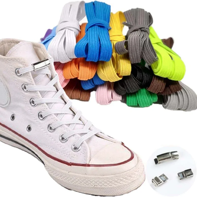 

13 Colors Elastic Magnetic 1Second Locking ShoeLaces Creative Flat Type Quick No Tie Shoe laces Kids and Adult Sneakers Shoelace