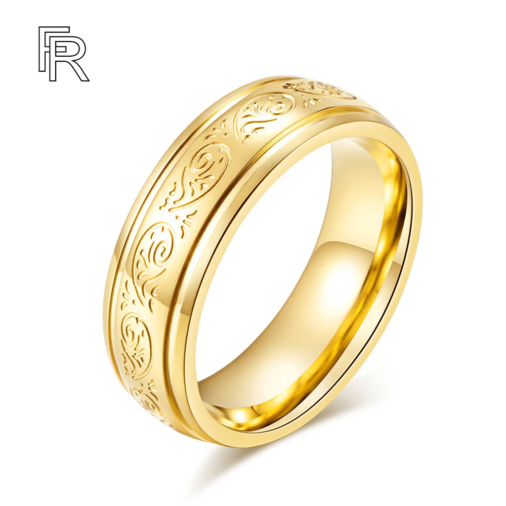 

Обручальное кольцо из титановой стали с простым рисунком для мужчин и женщин, двойной браслет