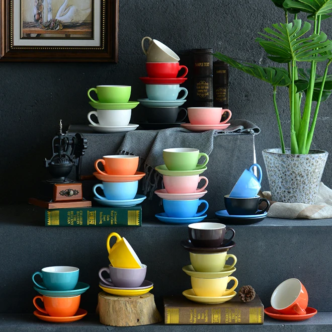 

220ml creative flower coffee cup European ceramic coffee cup set coffee cup كوب زجاجي شفاف
