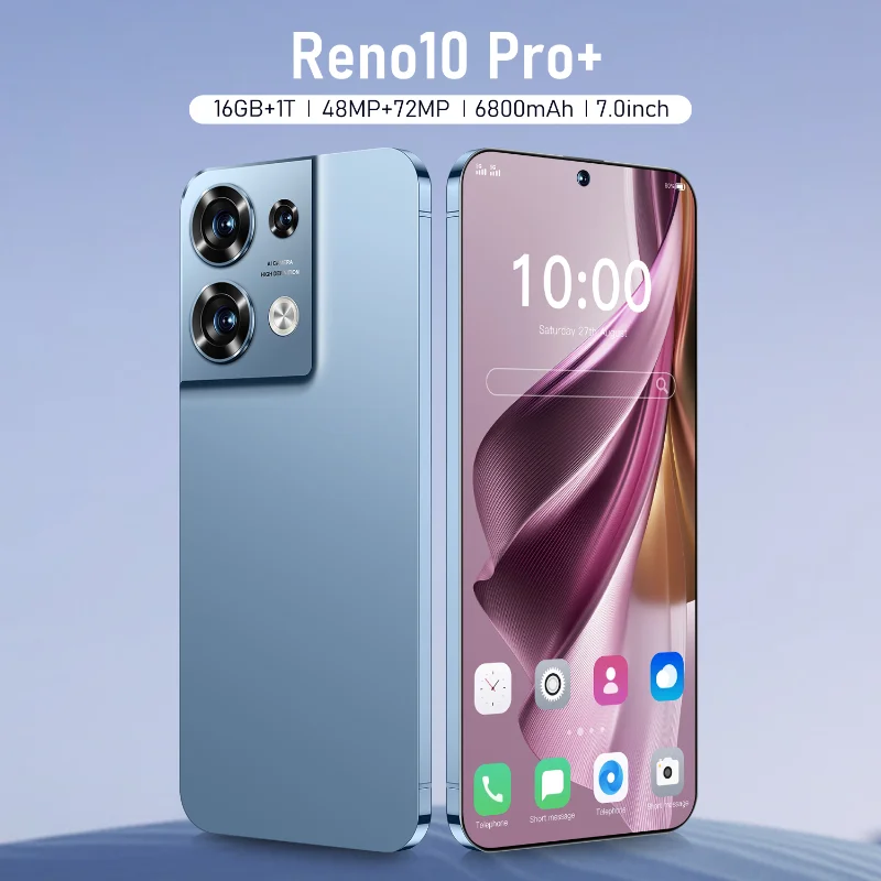 

New Reno10 Pro Smartphone 7.0 HD Full Screen Mobile Phone Android Unlocked Telephone 16G+1TB Global Version 4G 5G Cellphones