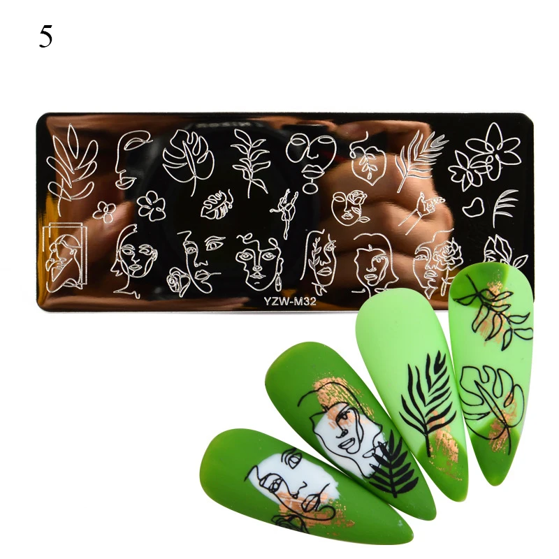 

1Pcs People Image Line Pictures Nail Stamping Plates Marble Image Stamp Templates Geometric Printing Stencil Tools