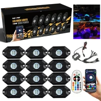 12pcs led rock lights for car underbody rgb bluetooth wireless remote control atmosphere light for off road 4x4 suv atv