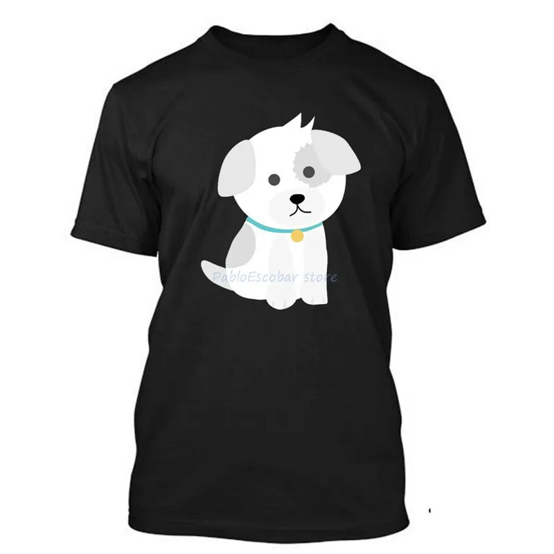 Футболка мужская с принтом грустного щенка Я люблю собак |