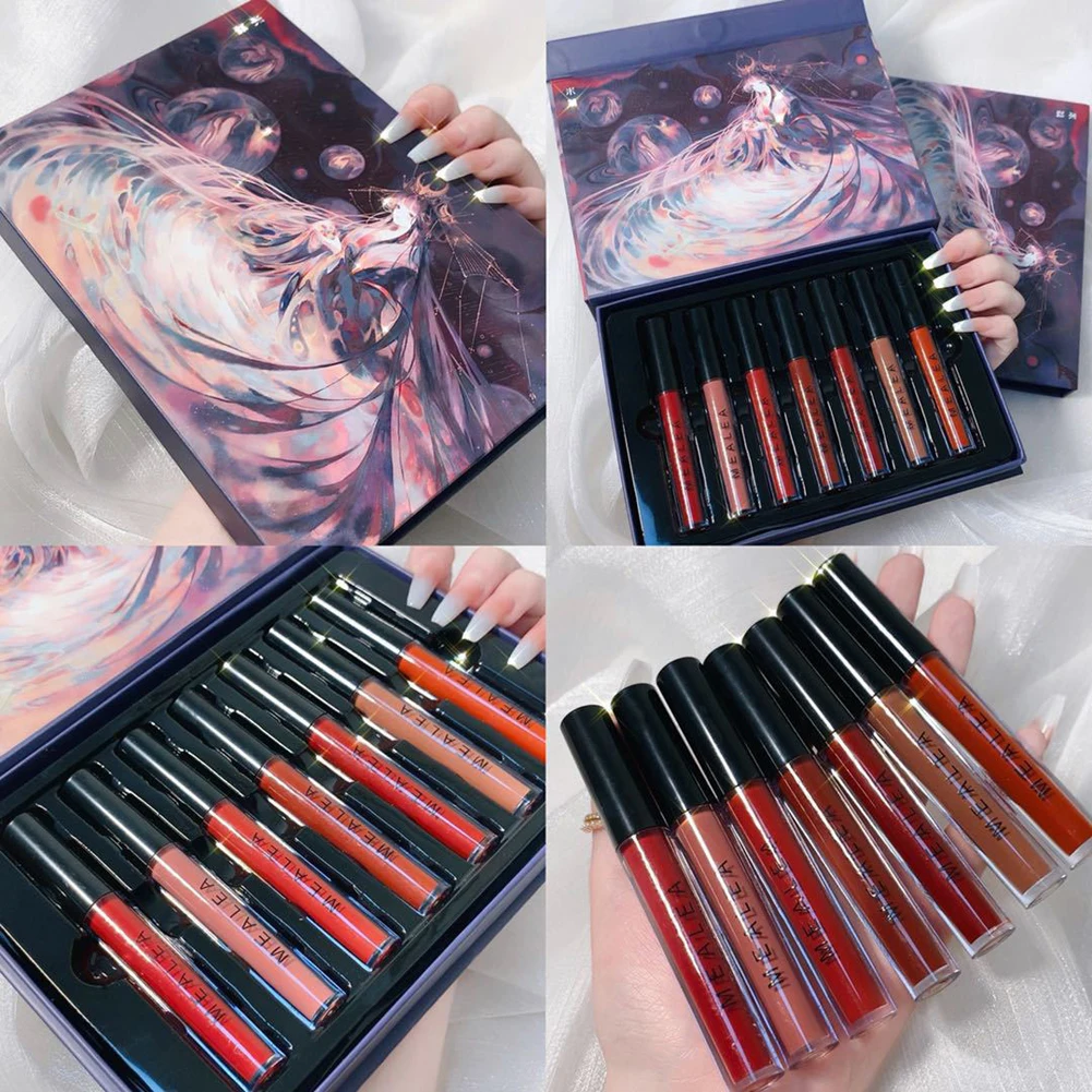 

Lipstick Set Matte Seven-Pack Of Chinese Style Matte Velvet Not Easy To Stick To The Cup Easy Coloring Lipstick Gift