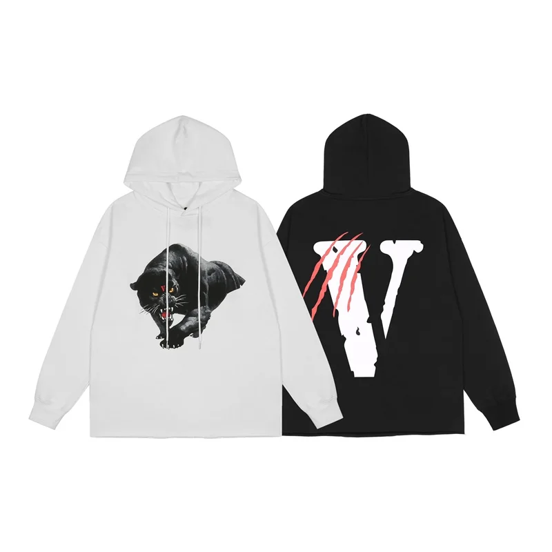 

Vlone 22SS New European and American Fashion Brand Hip Hop Ins Leopard Print Loose Large V Printed Hoodie Men and Women