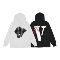 vlone 22ss new european and american fashion brand hip hop ins leopard print loose large v printed hoodie men and women