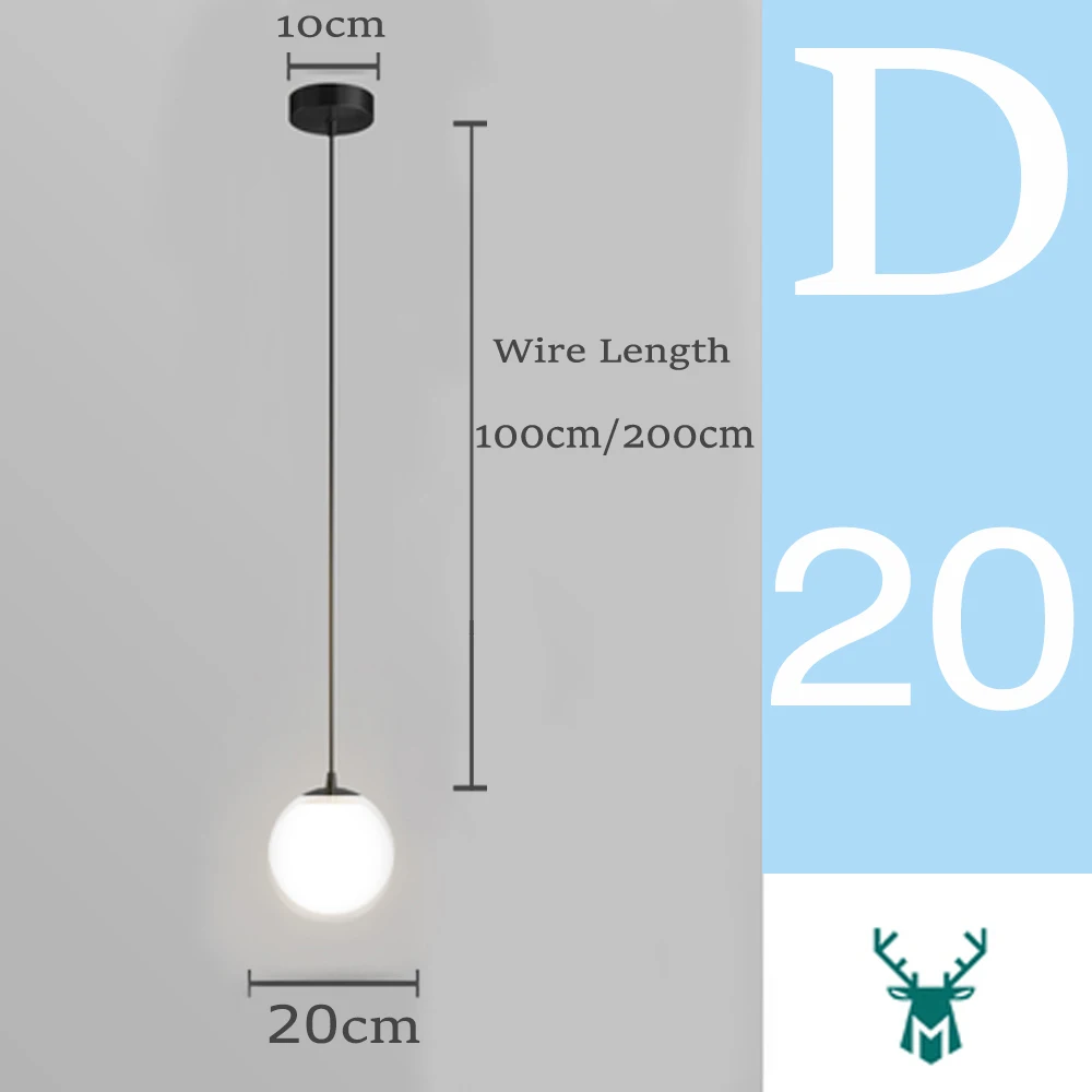 

Современные скандинавские подвесные светильники со стеклянным шаром, минималистичный светодиодный подвесной светильник, дизайнерский светильник для спальни, прикроватной тумбочки, столовой, кафе-бара