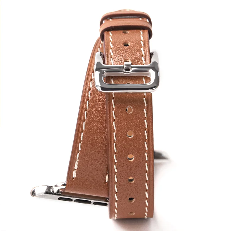 Фото Ремешок для Apple Watch S11 46 мм 49 мм 45 мм 42 мм 44 мм 41 мм 40 мм, кожаный ремешок Double Tour для Iwatch Series 10 9 8 7 6 SE Ultra 3 Correa №2