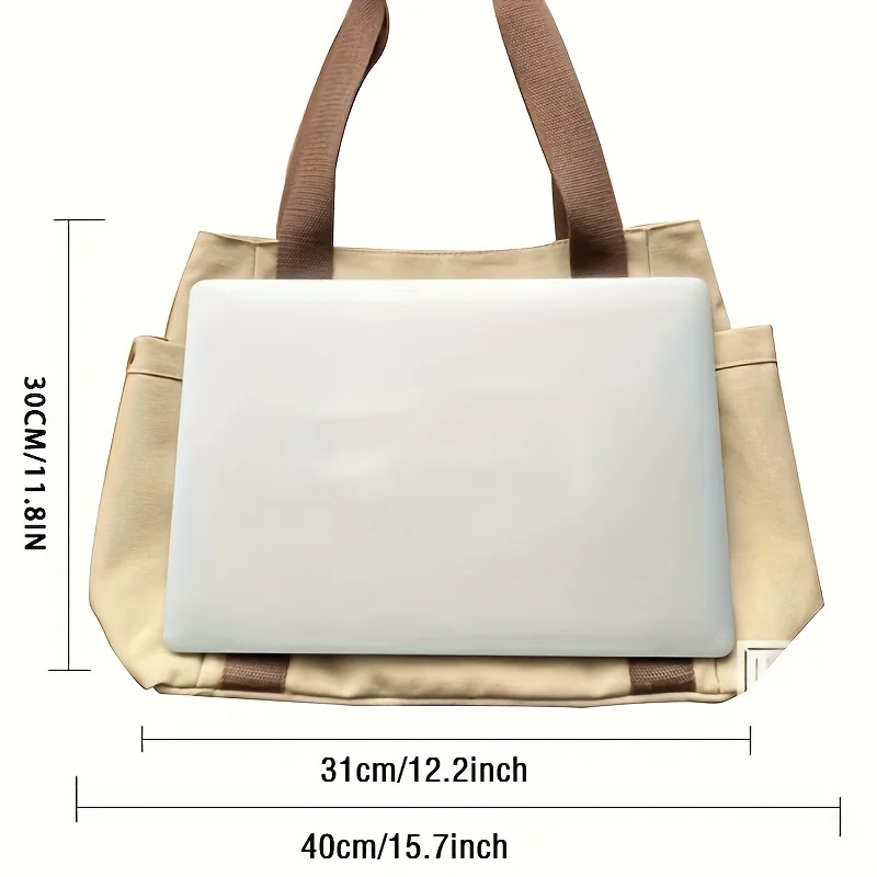 Вместительная холщовая однотонная Сумка-тоут с надписью универсальная сумка для