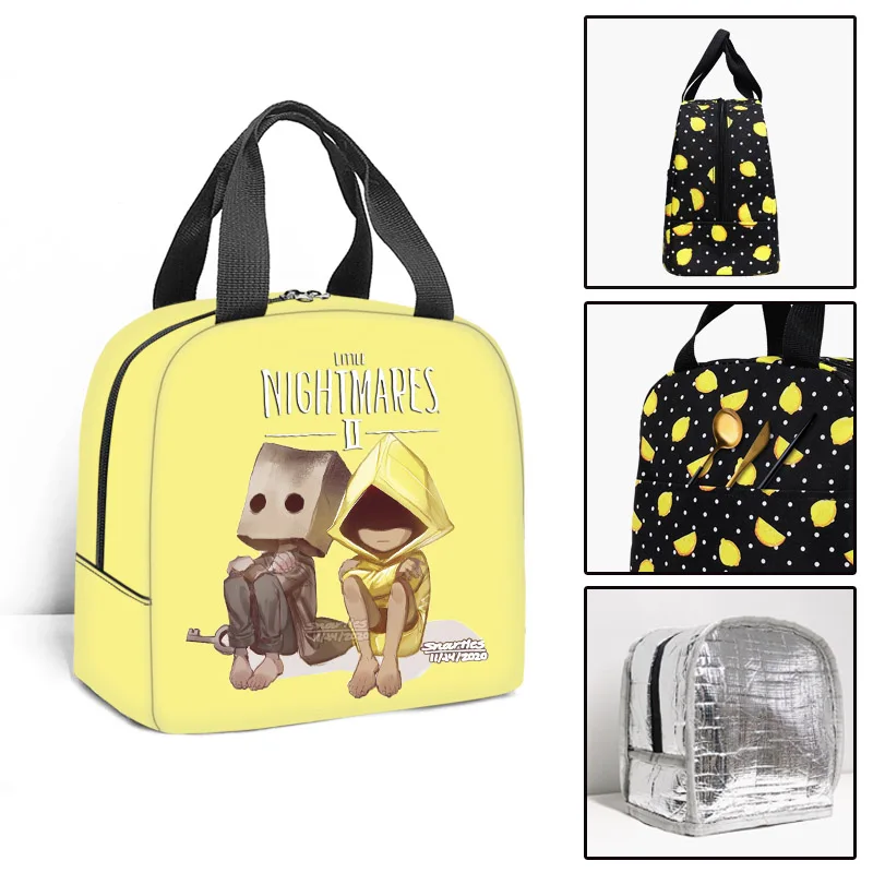 New Little Nightmares Insulated Lunch Bags Women Men Work Tote Food Case Cooler Warm Bento Box Student Lunch Box for School