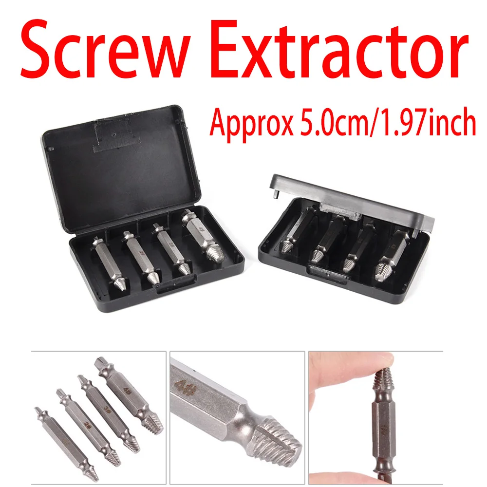 

4 x Speed Out Screw Extractor Drill with Box Auto Repair Remover Tools Holding Car Accessories Durable Broken Damaged Bits Tool