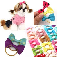 10pcs various handmade cute pet dog bow loverly bowknot dog ties for puppy dogs accessories with rubber bands cute pet headwear