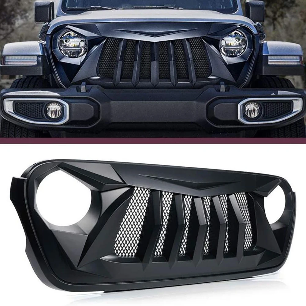 Фото Решетка радиатора Lantsun JL1239 для Jeep Wrangler JL2018+, 1 шт., черная №3