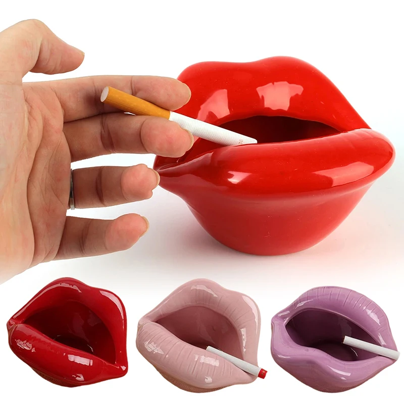 

Fun Cartoon Lip Ceramic Ashtray Ornaments Creative Smoking Accessories Flower Pot Fashion Send Boyfriend Gift Home Decoration