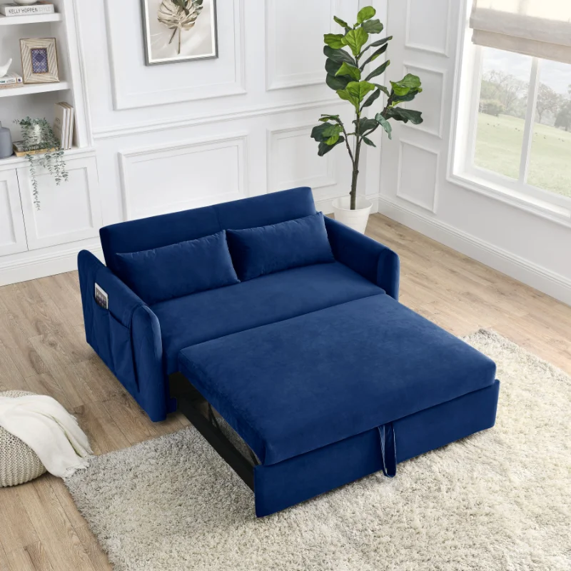 

Современный диван-трансформер с 2 съемными карманами, бархатный диван для влюбленных с выдвижной кроватью, 2 подушками и гостиной