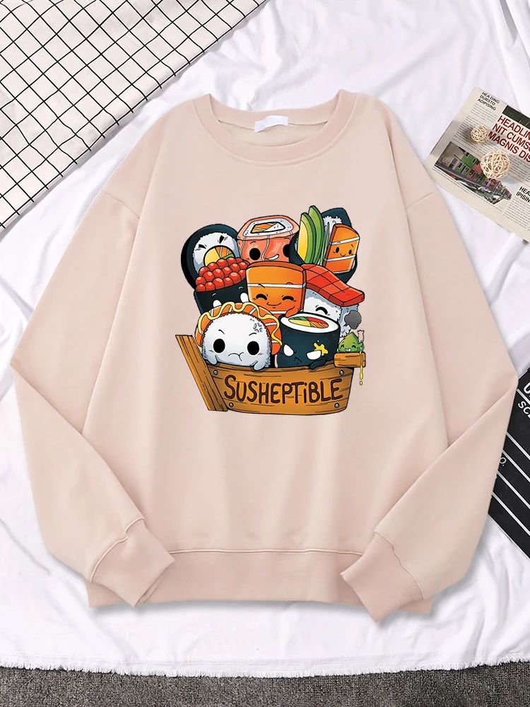 Susheptible Delicious Sushi Family Women Hoodies Oversized Casual Sweatshirt Autumn Creative Fleece Clothing Female Long Sleeves