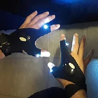 outdoor flashlight luminous fishing gloves half finger with lighted gloves cars repairing night running riding fingerless gloves