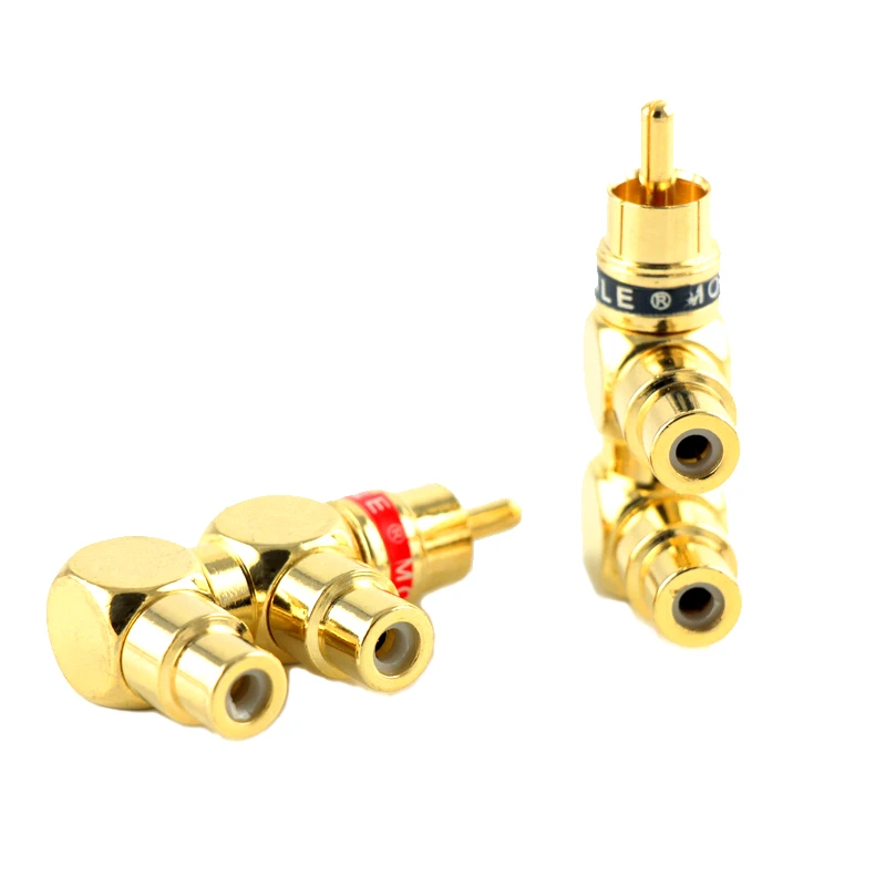 2 шт. разъемов RCA медь 4N с золотым покрытием, адаптер аудио и видео 1 в 2 разъема, двойное женское гнездо AV терминал.