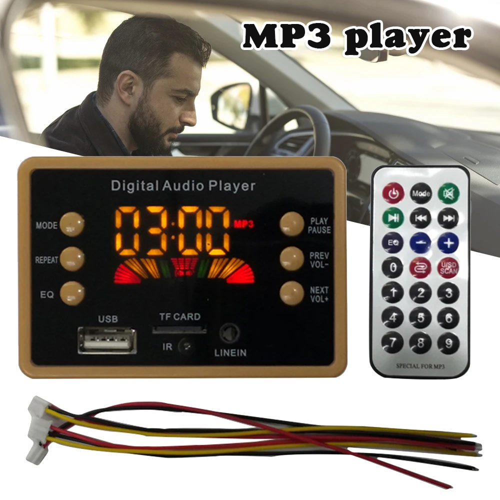 

Плата декодера MP3 12 В постоянного тока, усилитель, совместимый с Bluetooth модуль считывания карт 5,0, автомобильные аудио аксессуары, USB FM TF карта, ...