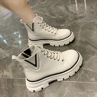 2022 autumn boots new style women casual shoes platform sneakers leather shoes woman high top white shoes tenis feminino goth