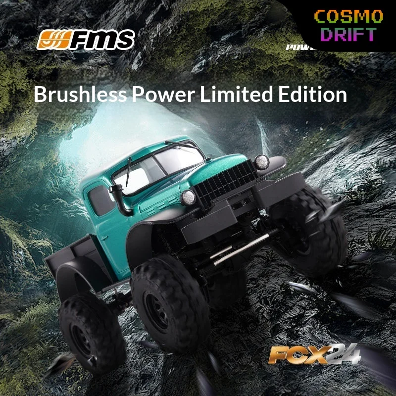 Фото FMS 1/24 FCX24 Power Wagon Green Outrunner Brushless RC Rock Crawler Pickup Truck — радиоуправляемый внедорожный пикап-краулер, модель для хобби. №1