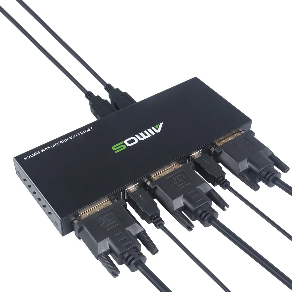 Адаптер DVI KVM 2*1, внешний выключатель DVI/USB KVM, поддержка HD 2K * 4K, 2 узла, совместное использование 1 монитора/клавиатуры и мыши