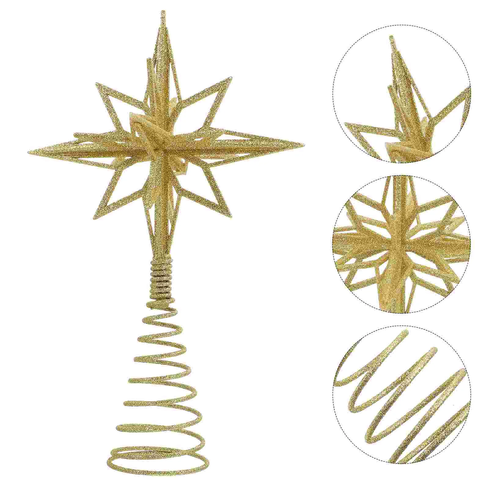 

1pc Christmas Star Tree Topper Holiday Tree Toppers Xmas Treetop Ornament for Christmas Tree Ornament Party Home Decor ( Golden
