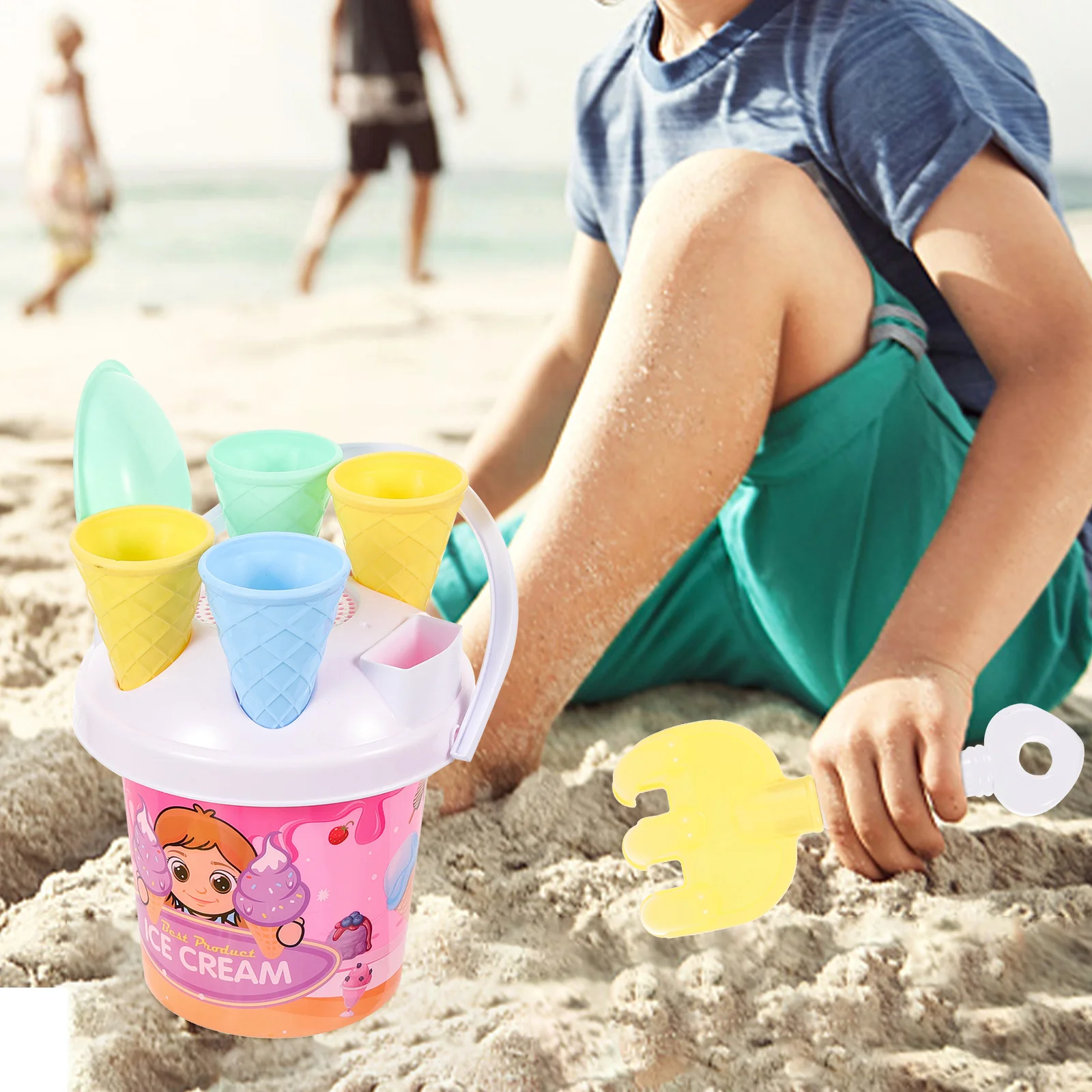 

1 Набор, детские пляжные игрушки, песочные игрушки, форма для мороженого, набор для детей 3-10 С пляжной игрушкой, ведро, ведро для детей и малышей (случайный цвет)