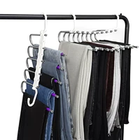 5 in 1 support hangers for clothes multi functional trouser hanger closet organizer adjustable pants shelf wardrobe towel rack