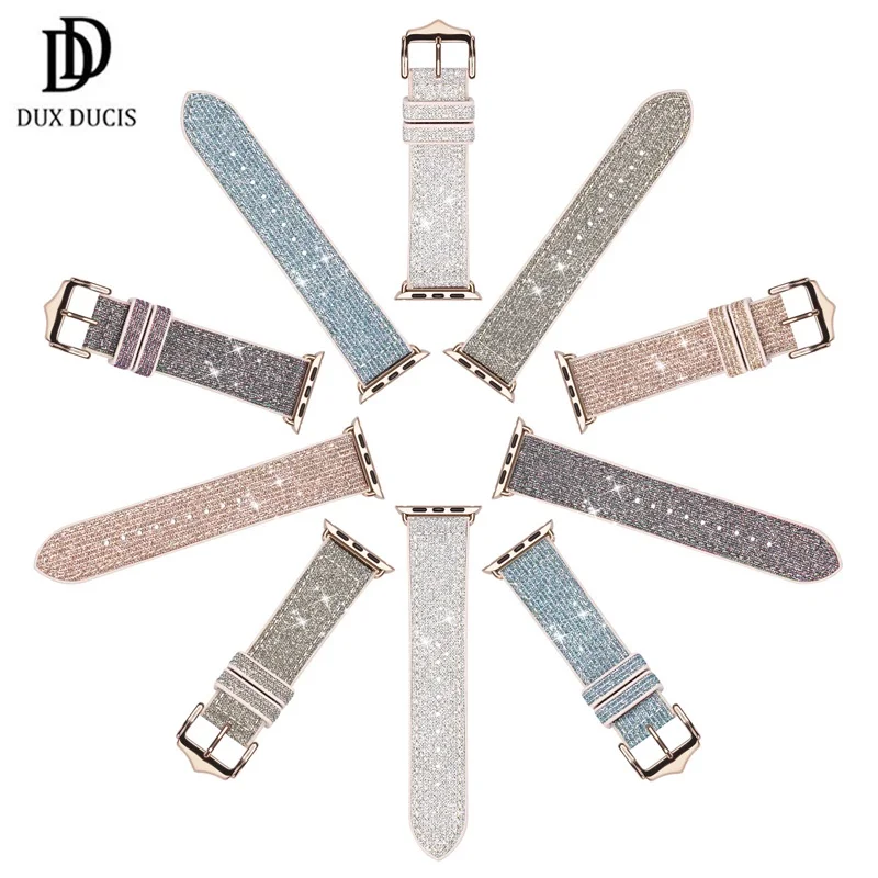

Ремешок Dux Ducis для iWatch Series 7, полиуретановый силиконовый градиентный женский браслет с цветной пряжкой, наручные часы для Apple Watch