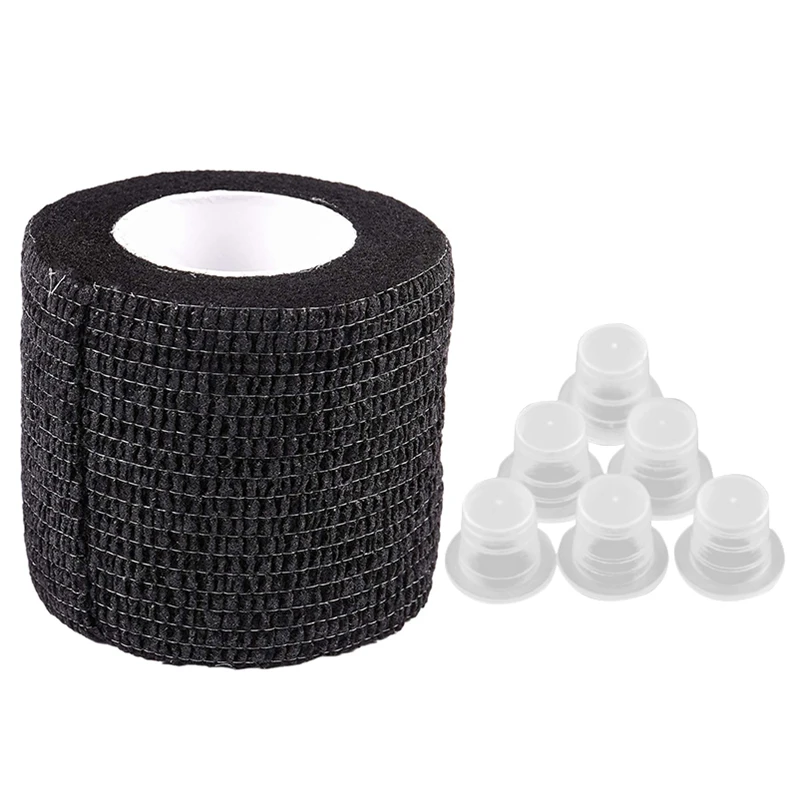 

200 Plastic Small Tattoo Ink Cups Caps Holder Supplies With 2X5 Inch Yards Self Adherent Grip Wrap Cover Tattoo Handle