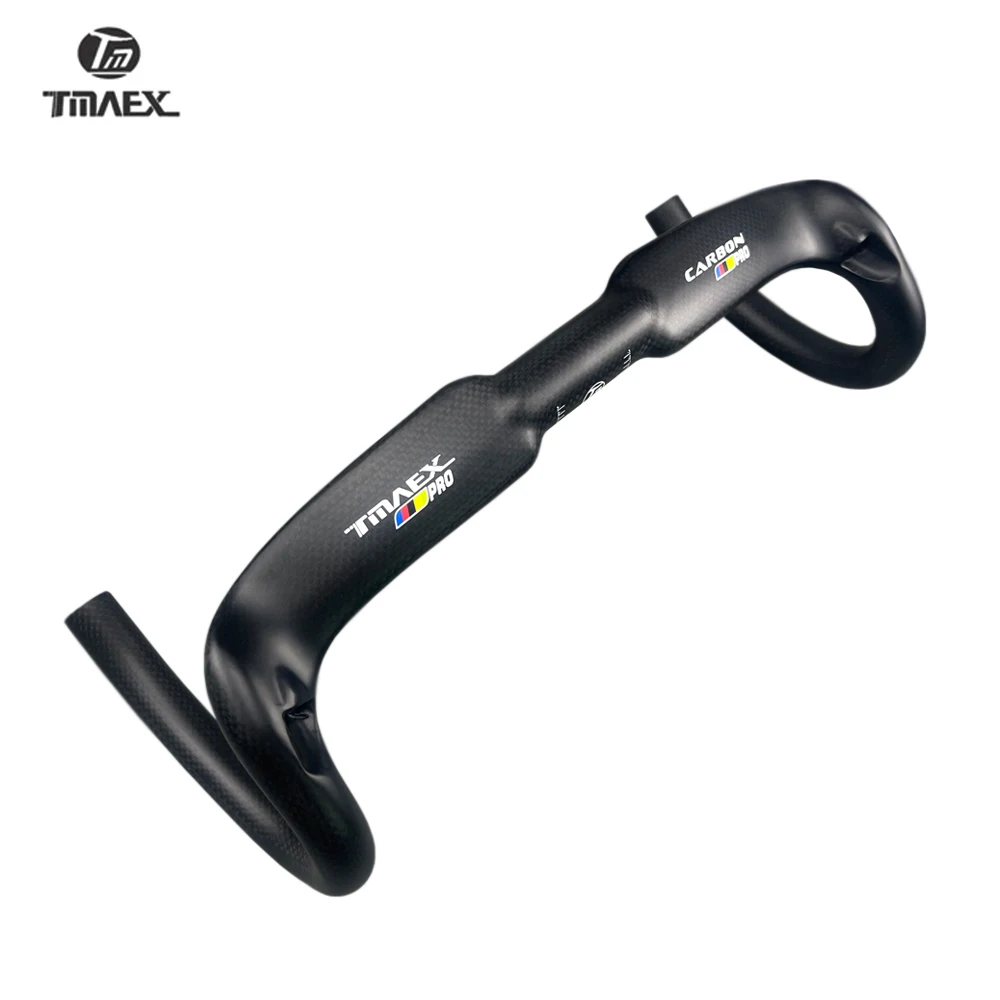 Фото Руль TMAEX-Carbon Pro для шоссейного велосипеда, полноразмерный, изогнутый, 3K, матовый, глянцевый, 400 мм, 420 мм, 440 мм №2