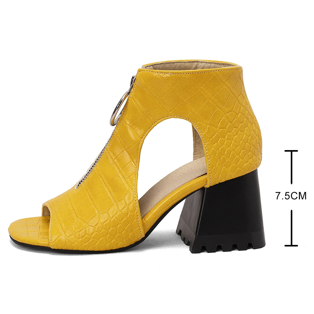 2023 New Fashion Women's Plus Size Fish Mouth Chunky Heel Sandals Elegant Medium Heel Women's Shoes Comfortable Peep Toe Shoes