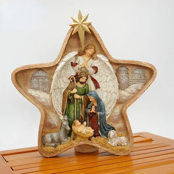 

Nativity Scene Statue Baby Jesus Christmas Crib Figurines Decor Miniatures Ornament Church Catholic Gift Home Decoration