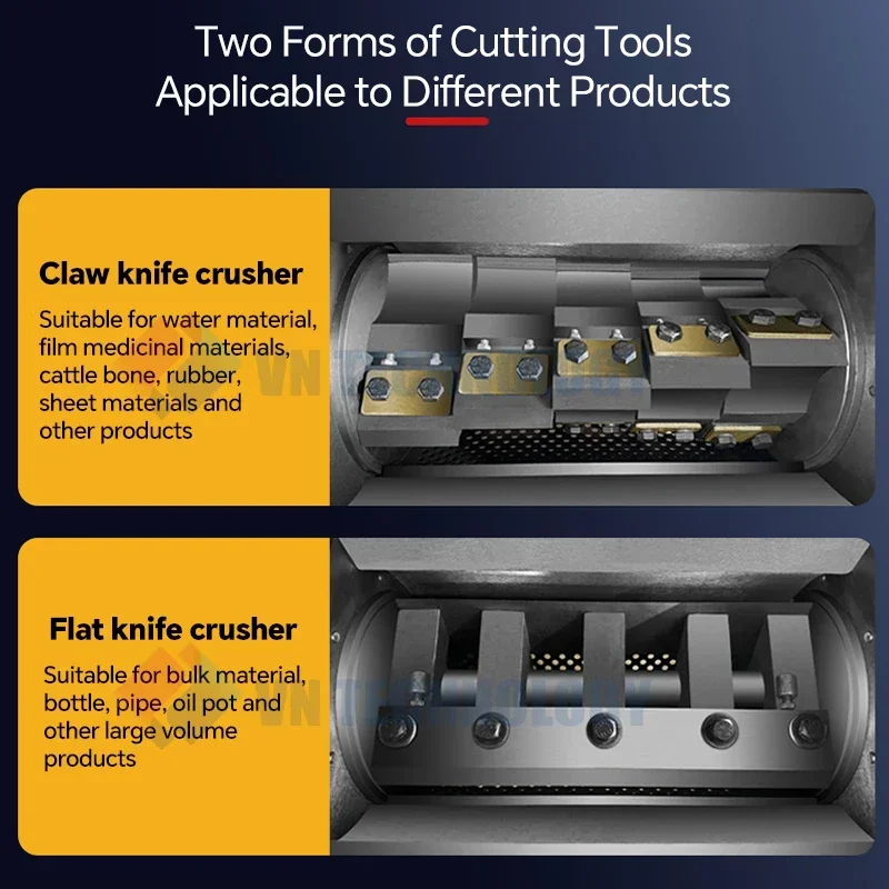 VNTECH Мощная промышленная дробилка для измельчения гранул пластиковая