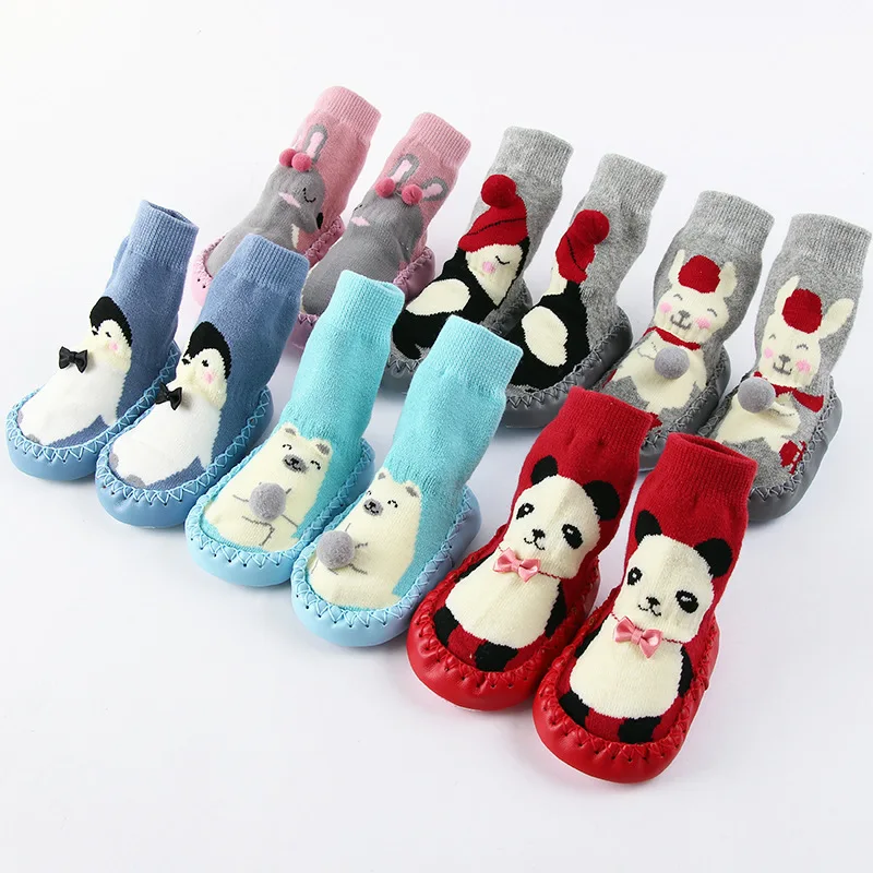 Baby Girl Clothes Indoor Sock Shoes Newborn Baby Socks Winter Thick Terry Cotton Baby Girl Sock with Rubber Soles Infant Animal