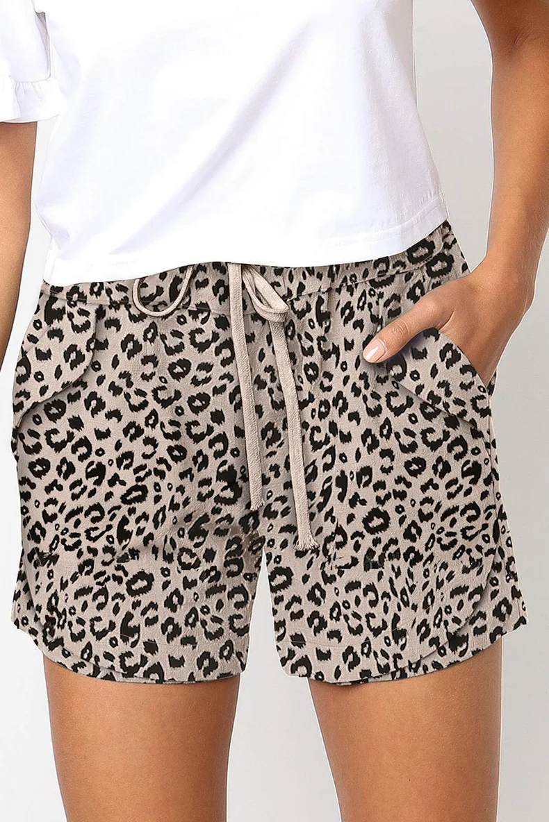 2023 Summer New Solid High Waist Lace Up Elastic Shorts for Women Outwear Large Loose Wide Leg Pants for Home Casual Sports